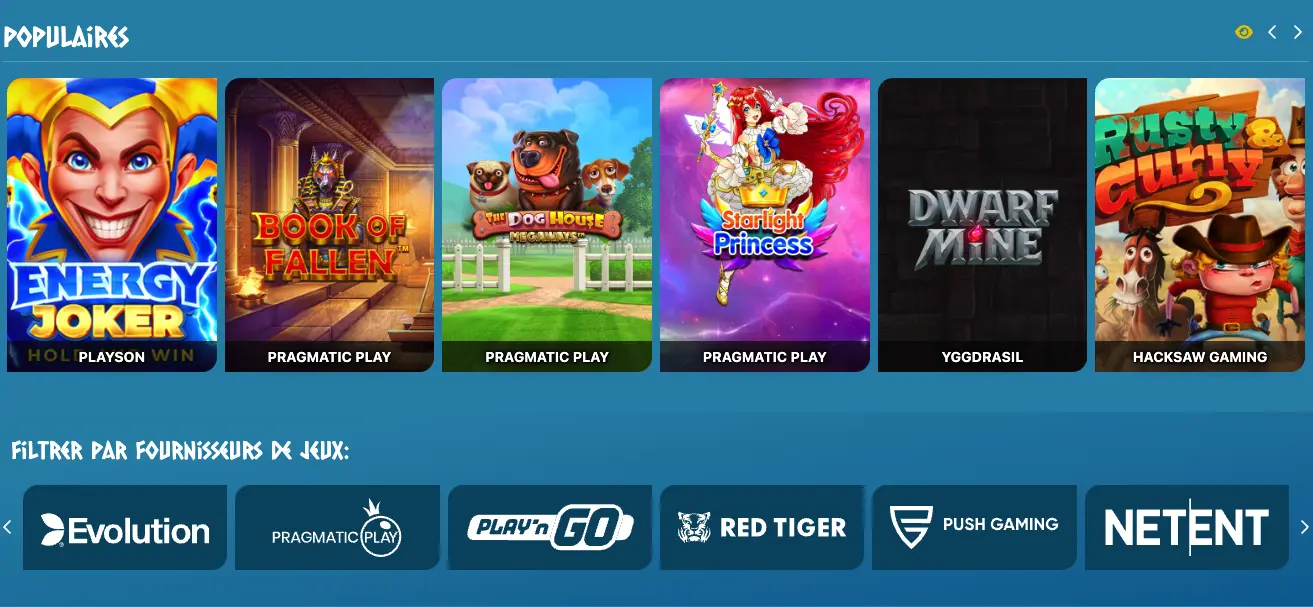 amon casino jeux et fournisseurs